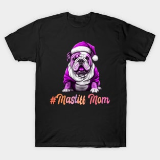 Mastiff Dog Breed owners , Xmas bullmastiff mom , bullmastiff wearing Santa Claus outfit T-Shirt